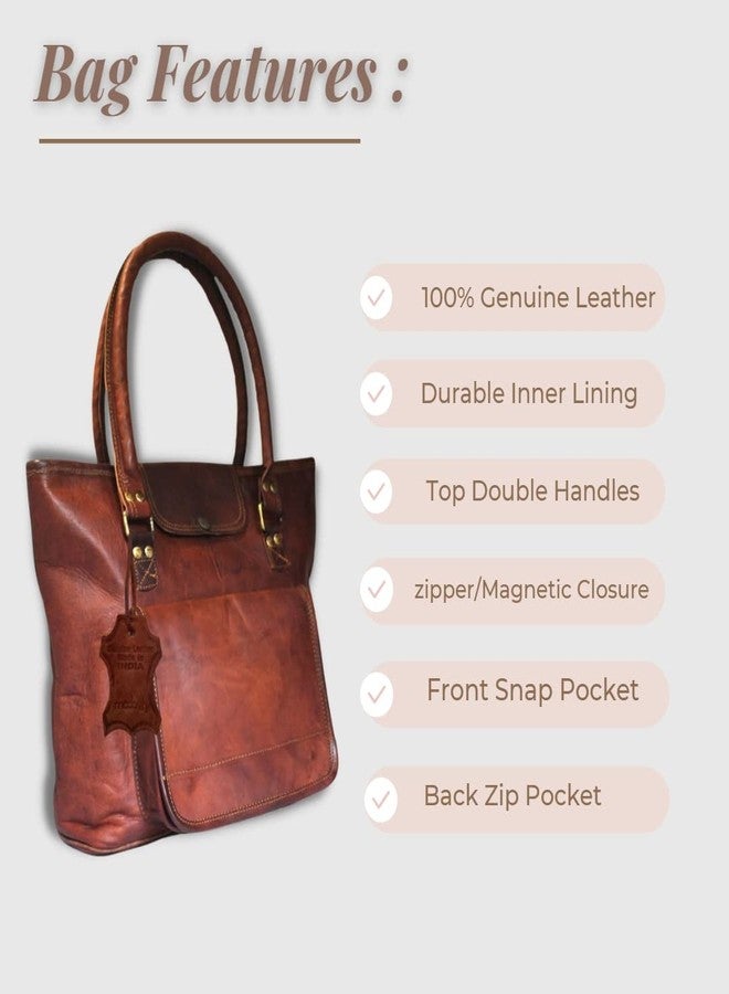 Madosh Genuine Leather Tote Handbag for Women - Stylish Brown Shoulder Purse, Office Business Bag, Everyday Shopper Tote, Spacious Work & Travel Bag - Image 5